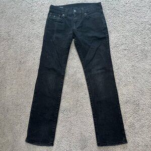 TRUE RELIGION RICKY FLAP - Relaxed Straight Black Denim Jeans - EUC - 28X31